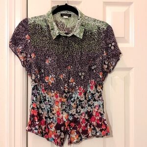 Adora Fashion House Women's Shirt Short Sleeve Flowers Size S/M 44IT
